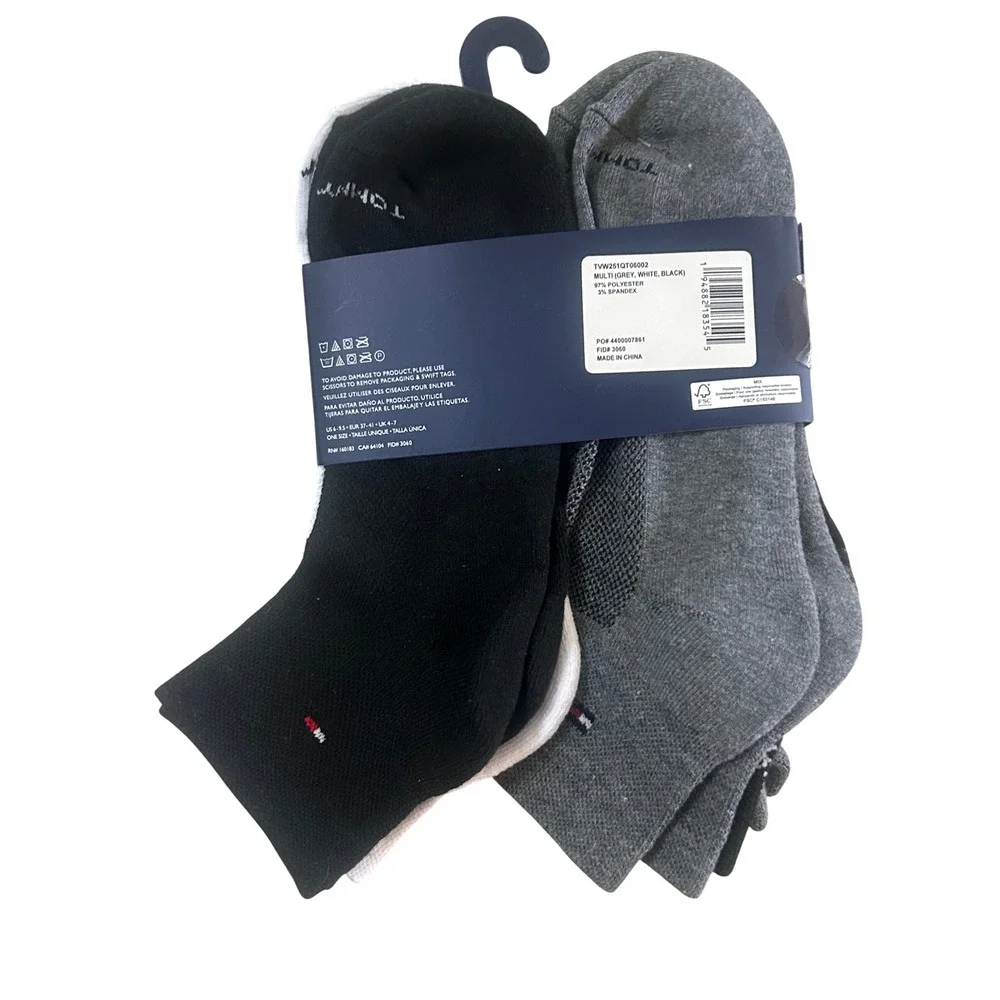 Tommy Hilfiger‎ Cushion Quarter Cut Womens One Size Multi New 6-Pack Socks